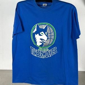 90S Minnesota Timberwolves Basketball Nba Single Stitch Shirt Blue